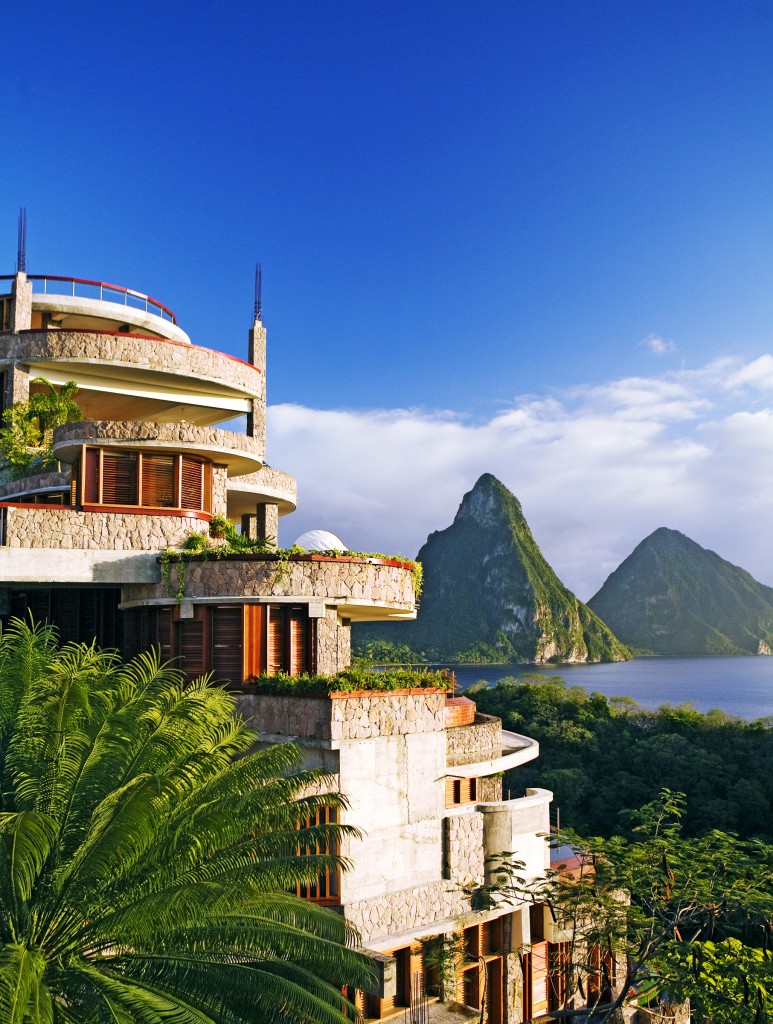 Soufriere, St. Lucia; Jade Mountain at Anse Chastenet Resort, where each suite has a view of the Pitons