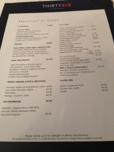 Breakfast menu